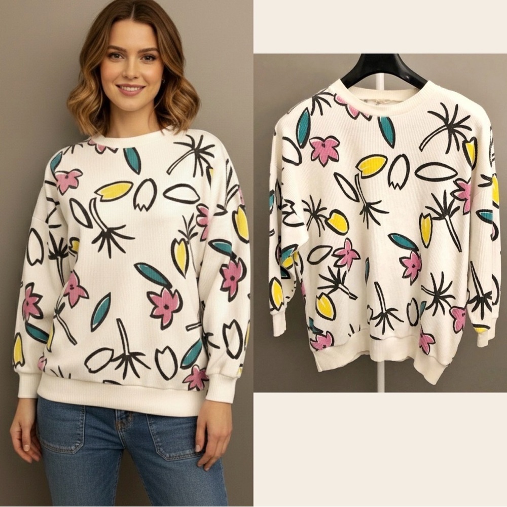 Vintage Oversized Multicolored Artsy Colorful Pattern Sweatshirt Sweater Jumper.